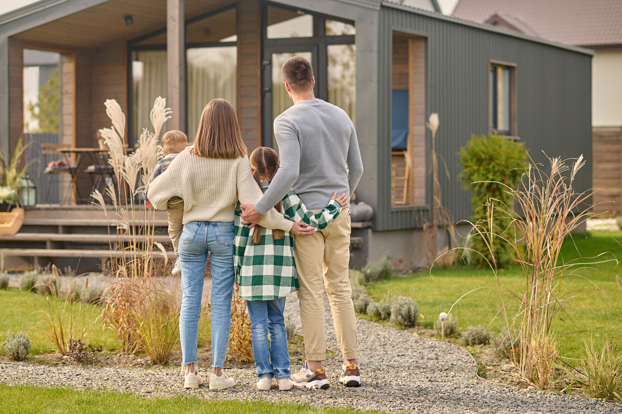 Family looking at a home